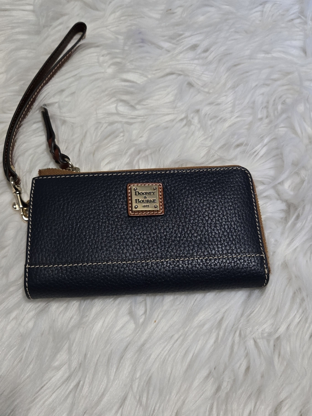 Dooney & Bourke Navy Pebbled Leather Wristlet Wallet